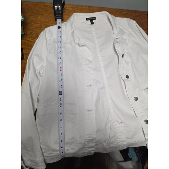 Eileen Fisher White Womens Jacket S Button up Jean Style Minimalist Fall Layer - Picture 6 of 9